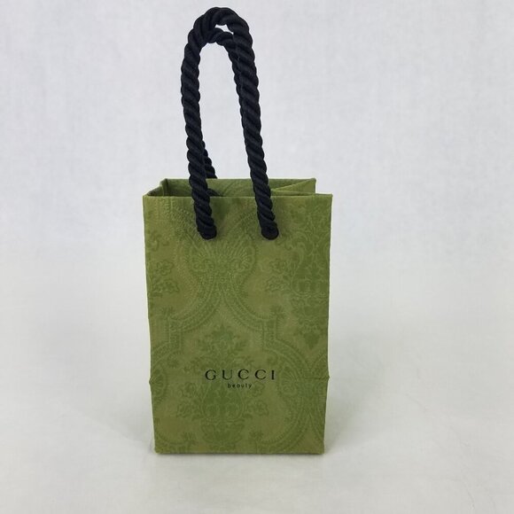 Gucci Beauty Bag Green Paisley Empty Shopping Paper Mini 4.5" x 3" x 2.5" Decor - Picture 2 of 10
